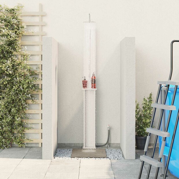 Buitendouche 246 cm Massief grenenhout en roestvrij staal Wit 1