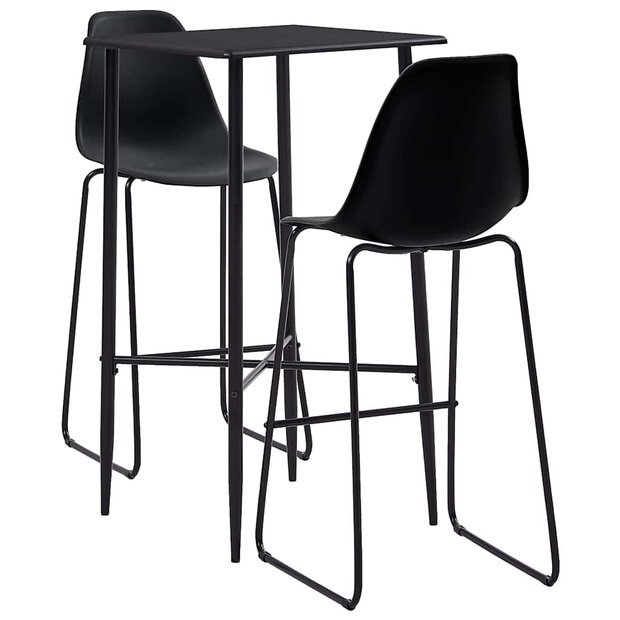 3-delige Barset kunststof zwart 1