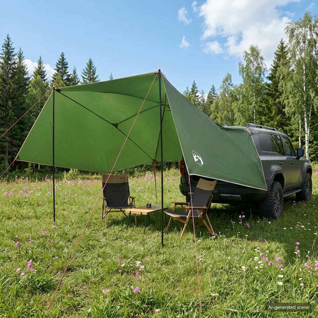 Autotent met dak Groen 308 x 215 x 220 cm Polyester en staal 1