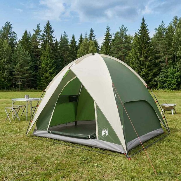 Camping Tent met Regenhoes Waterdicht Groen 245 x 245 x 149 cm 1