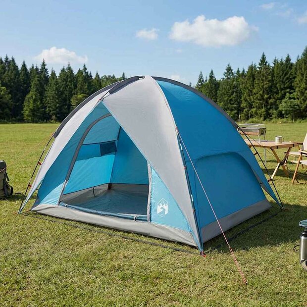 Camping Tent met Regenhoes Waterdicht Blauw 245 x 245 x 149 cm 1