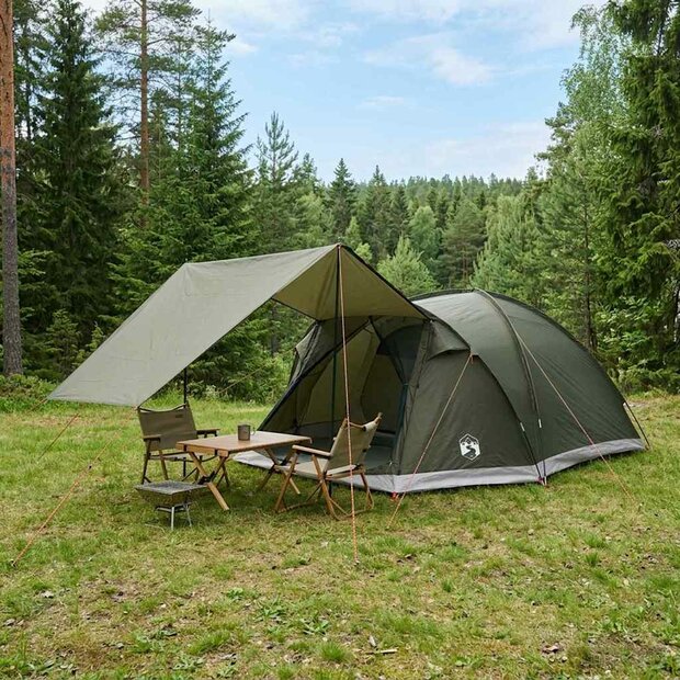 Huisje Tent met dak Leger groen 6-persoons Polyester en staal 1