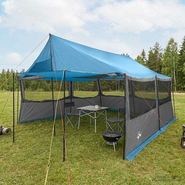 Gezinstent met dak Blauw 450 x 400 x 265 cm Polyester en staal 1