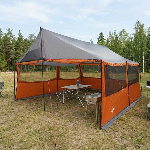 Gezinstent met dak Grijs en Oranje 450 x 400 x 265 cm 1