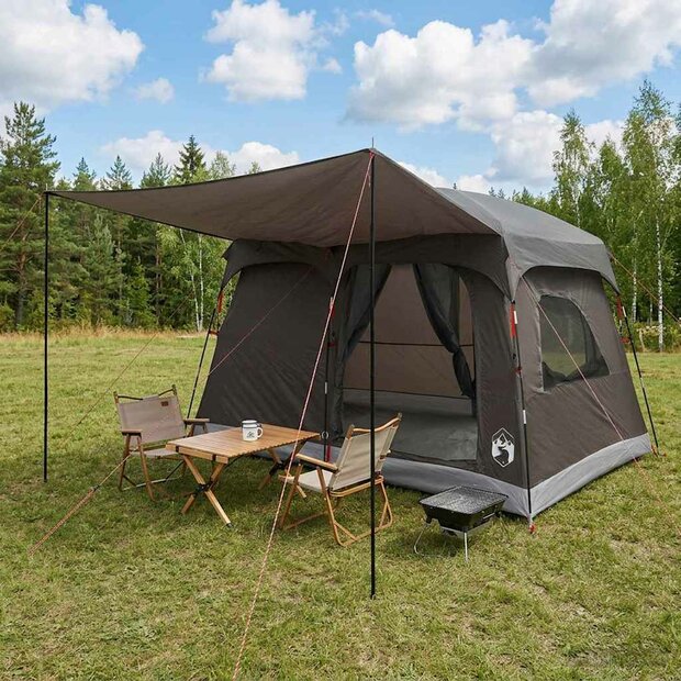 Gezinstent met dak Bruin Grijs 380 x 260 x 190 cm Polyester 1