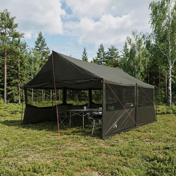 Gezinstent Bruin grijs 450 x 400 x 265 cm Polyester en staal 1