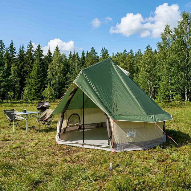 Tipi Tent met dak Groen 250 x 250 cm Polyester en staal 1