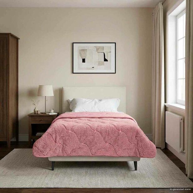 Zomer Dekbed Roze 155 x 220 cm Microfiber en Teddy fleece 1
