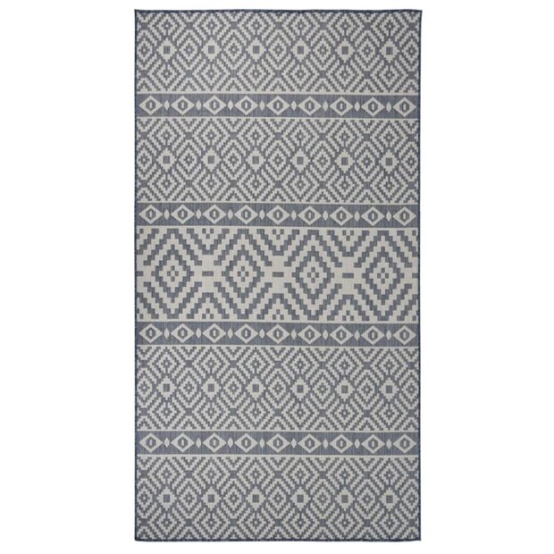 Buitenkleed met patroon platgeweven 80x150 cm blauw 1