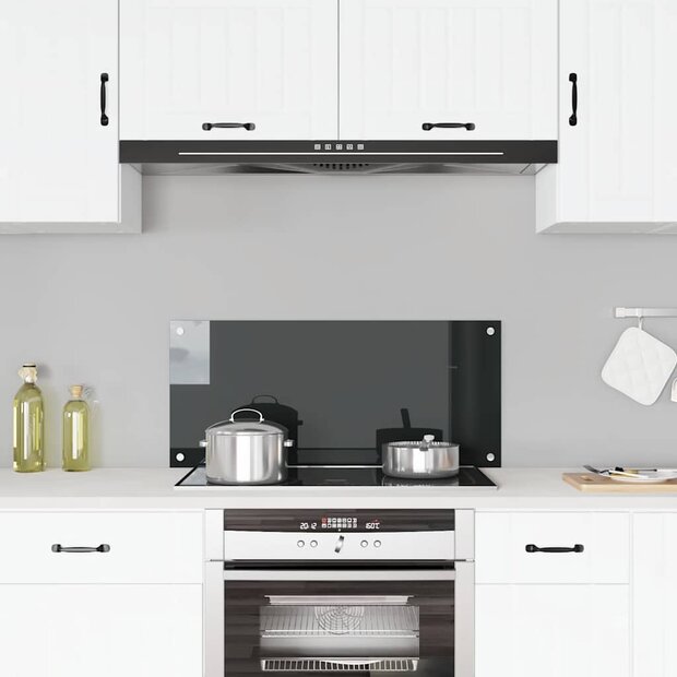 Spatscherm keuken 90x40 cm gehard glas zwart 1