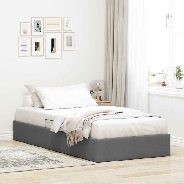 Opslag bed met opslag Donkergrijs 100 x 190 cm Stof 1