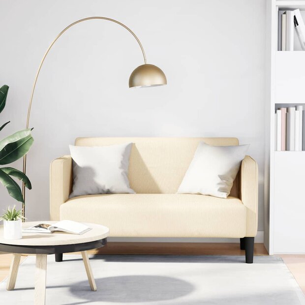 Loveseat bank 109 cm corduroy stof cr&amp;egrave;mekleurig 1