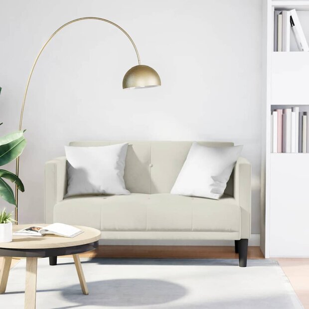 Loveseat bank cr&amp;egrave;me 111 cm fluweel 1