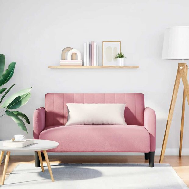 Loveseat bank 109 cm fluweel roze 1