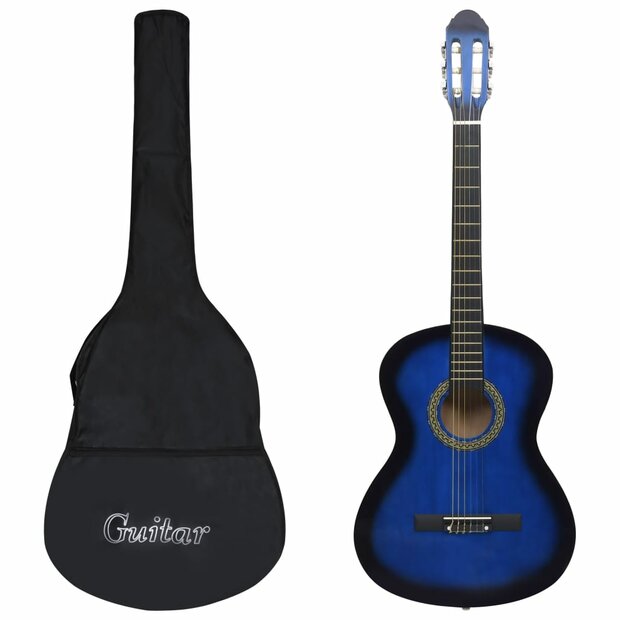 Gitaar klassiek beginner met tas 4/4 39&amp;quot; blauw 1