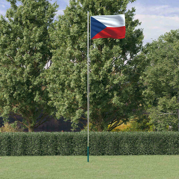 Vlag met vlaggenmast Tsjechi&amp;euml; 6,08 m aluminium 1
