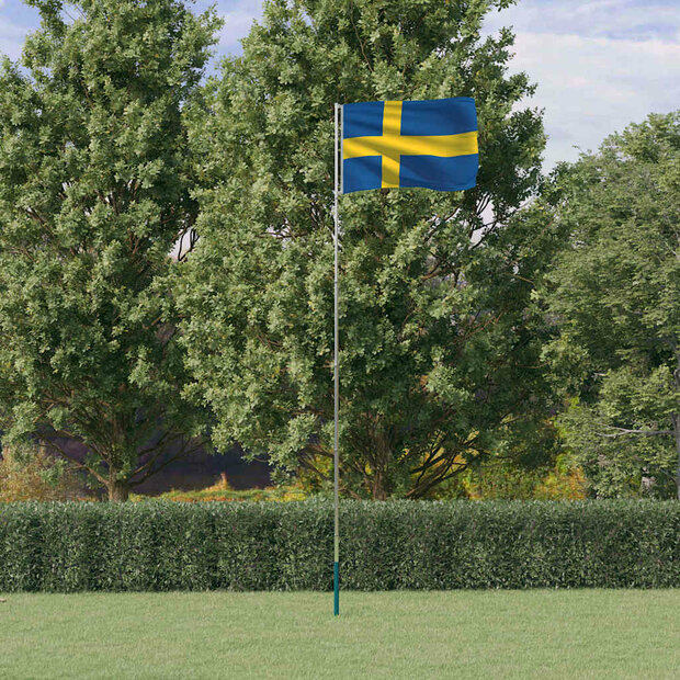 Vlag met vlaggenmast Zweden 5,5 m aluminium 1