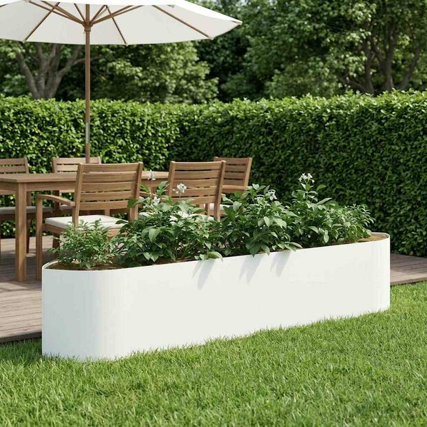 Verhoogd Tuinbed Wit 220 x 40 x 40 cm Staal 1