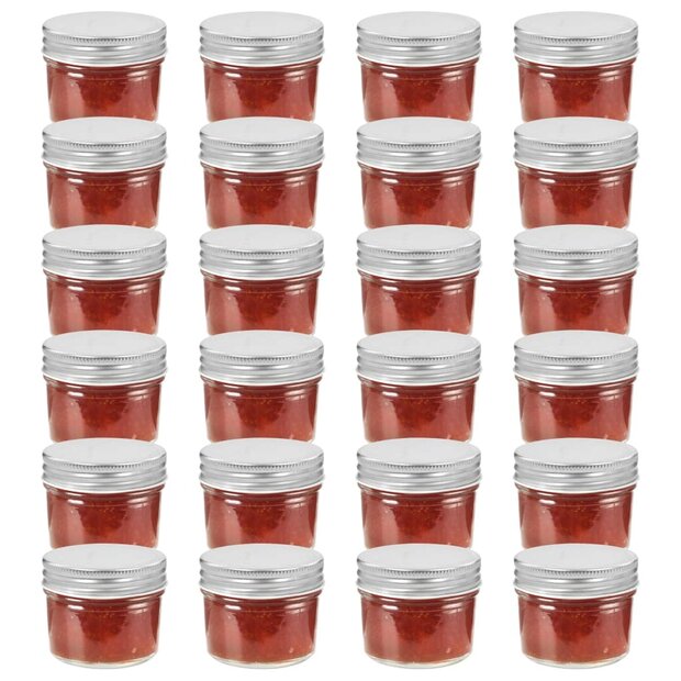 Jampotten met zilverkleurige deksels 24 st 110 ml glas 1