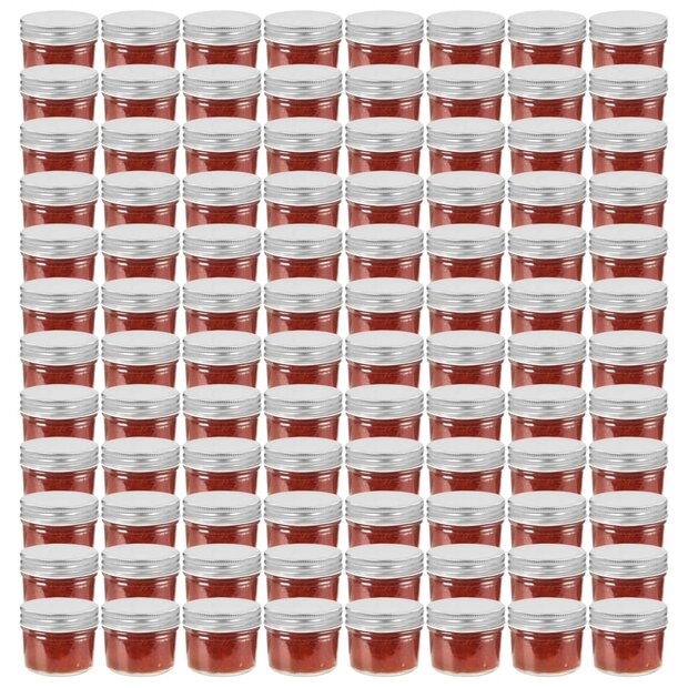 Jampotten met zilverkleurige deksels 96 st 110 ml glas 1