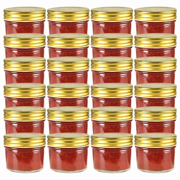 Jampotten met goudkleurige deksels 24 st 110 ml glas 1