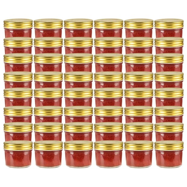 Jampotten met goudkleurige deksels 48 st 110 ml glas 1