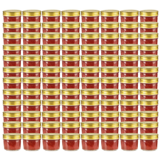 Jampotten met goudkleurige deksels 96 st 110 ml glas 1