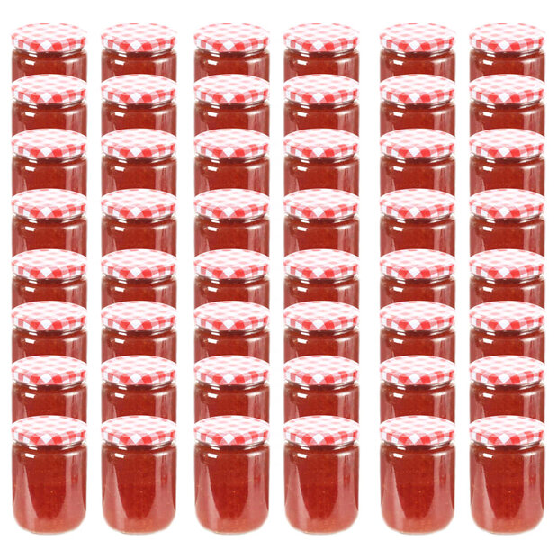 Jampotten met wit met rode deksels 48 st 230 ml glas 1