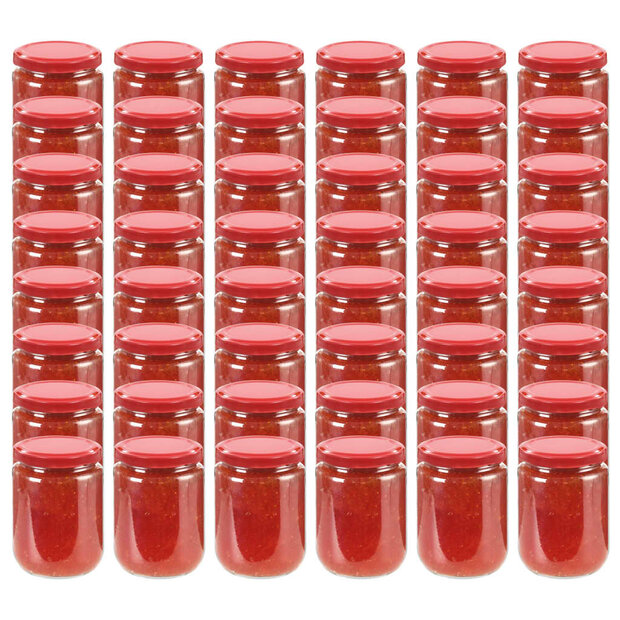 Jampotten met rode deksels 48 st 230 ml glas 1