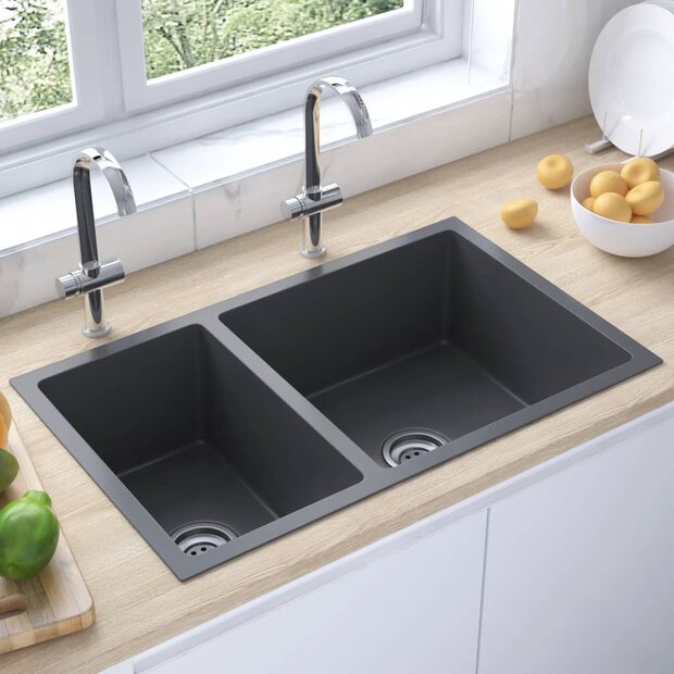 Spoelbak roestvrij staal zwart 1
