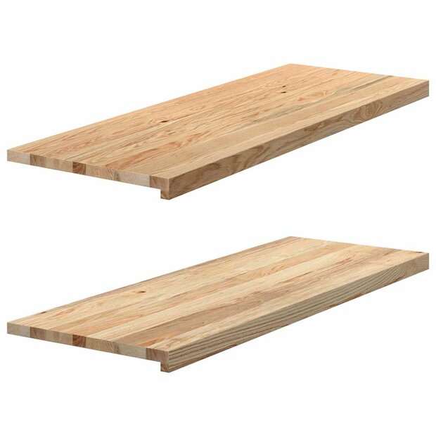 Vensterbanken 2 st onbehandeld 110x40x2 cm massief eikenhout 1