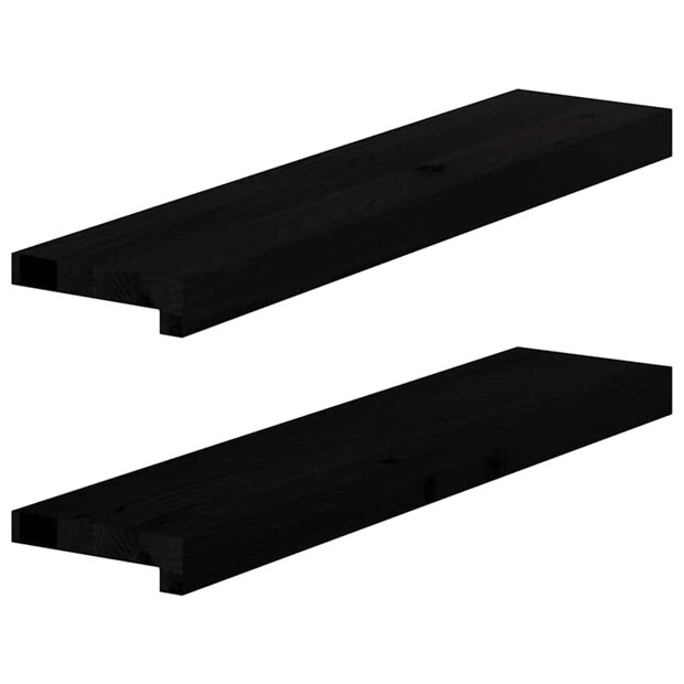 Vensterbanken 2 st 70x15x2 cm massief eikenhout bruin-zwart 1