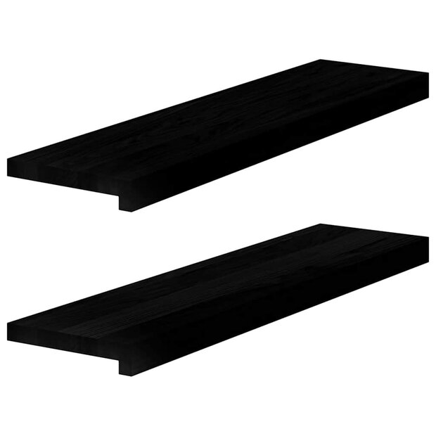 Vensterbanken 2 st 80x20x2 cm massief eikenhout bruin-zwart 1