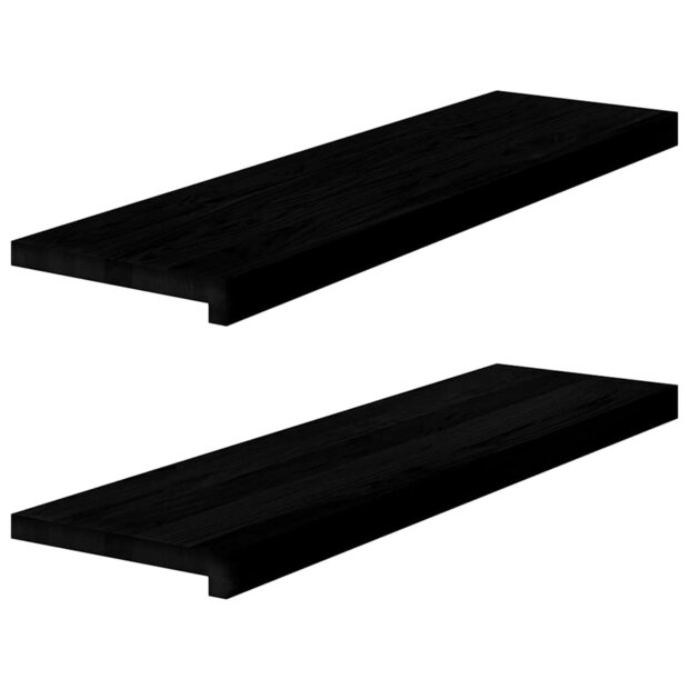 Vensterbanken 2 st 90x25x2 cm massief eikenhout bruin-zwart 1