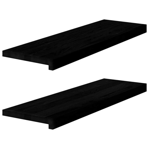 Vensterbanken 2 st 80x30x2 cm massief eikenhout bruin-zwart 1