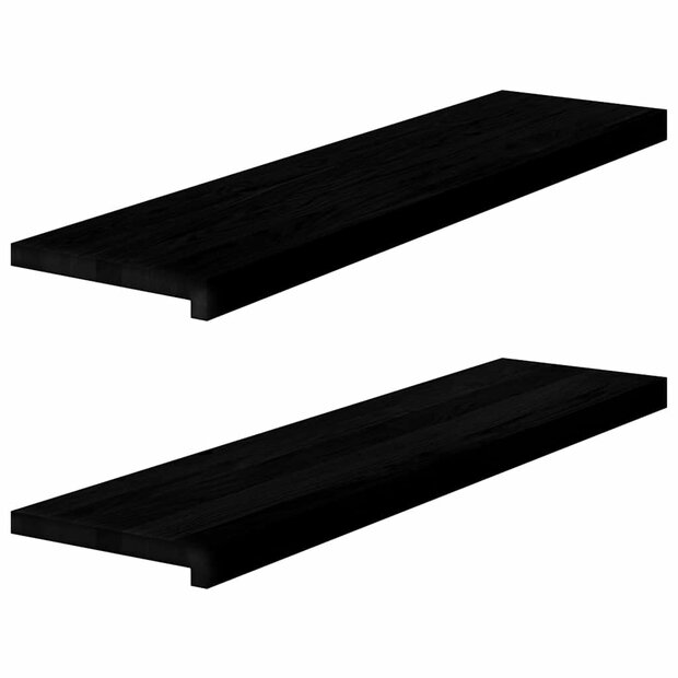 Vensterbanken 2 st 100x30x2 cm massief eikenhout bruin-zwart 1