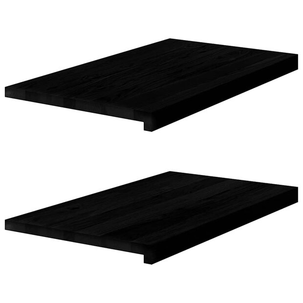 Vensterbanken 2 st 70x40x2 cm massief eikenhout bruin-zwart 1