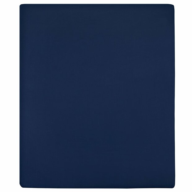 Hoeslakens 2 st jersey 180x200 cm katoen marineblauw 1