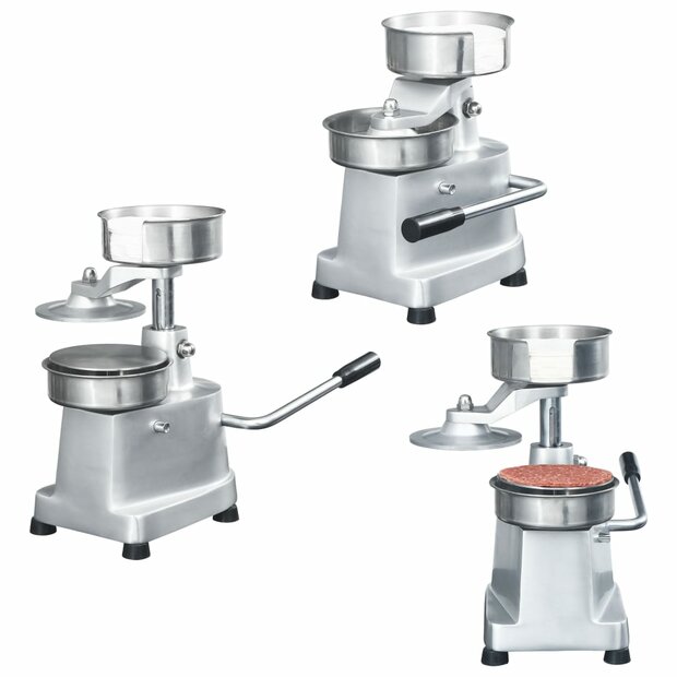 Hamburgerpersmachine met 500 scheidingsbladen 13 cm aluminium 1