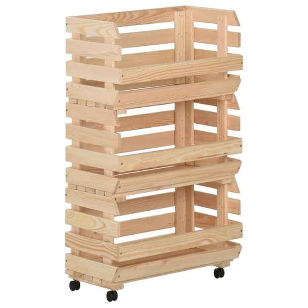 Groentetrolley 37x30x80 cm massief grenenhout 1