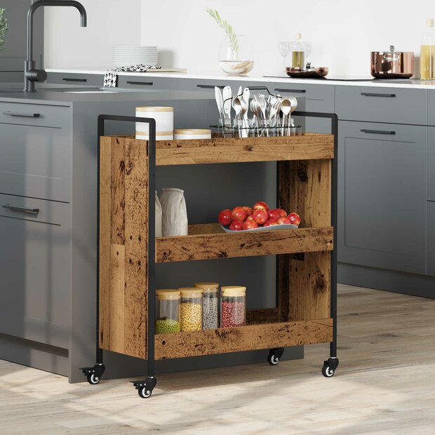 Keukentrolley Oudhout 70 x 30 x 82 cm Bewerkt hout 1