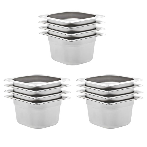 Gastronormbakken 12 st GN 1/6 100 mm roestvrij staal  1