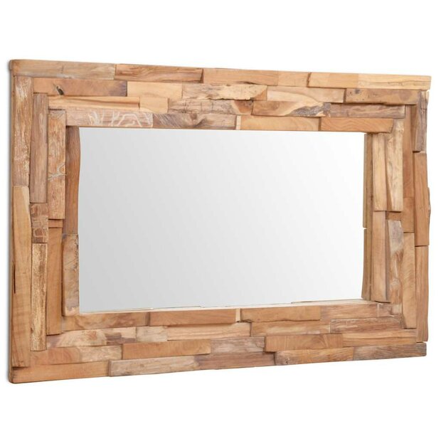 Decoratieve spiegel rechthoekig 90x60 cm teakhout 1