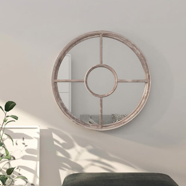 Spiegel rond 60x4 cm ijzer zandkleurig 1