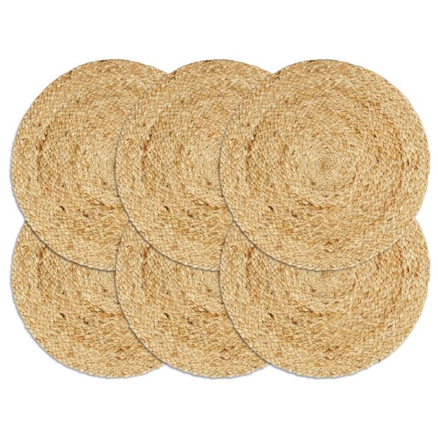 Placemats 6 st rond 38 cm jute natuurlijk 1