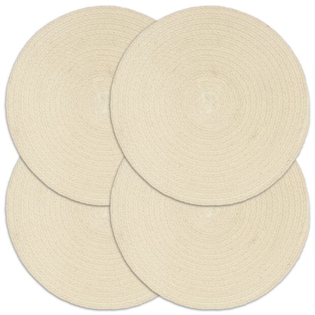 Placemats 4 st rond 38 cm katoen natuurlijk  1