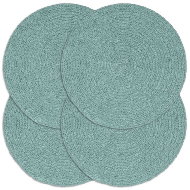 Placemats 4 st rond 38 cm katoen effen groen  1