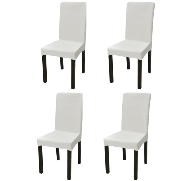 Stoelhoezen 4 st stretch recht cr&amp;egrave;mekleurig 1