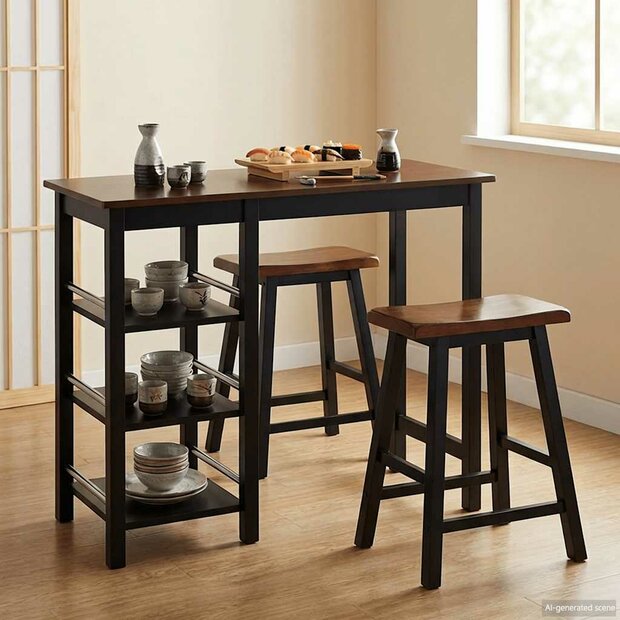 3-delige Barset MDF zwart 1