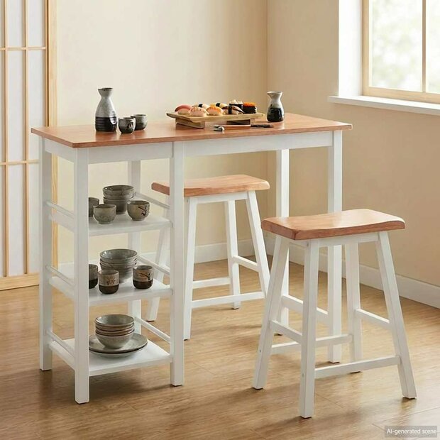 3-delige Barset MDF wit 1